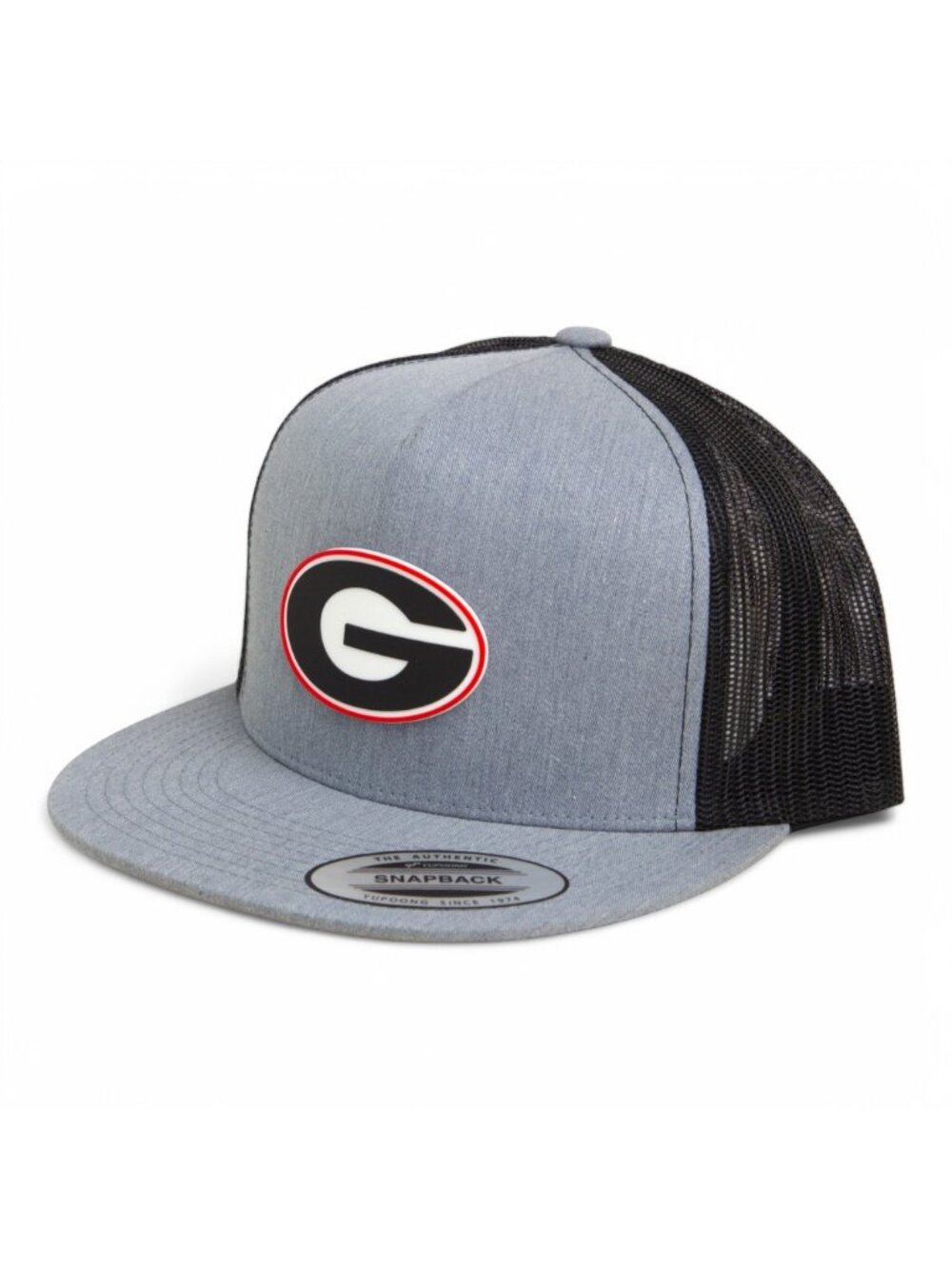 Georgia Bulldogs Power G 3D YP Snapback Flat Bill Trucker Hat- Heather Grey/ BLK